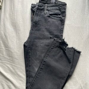 Kendall + Kylie The Iconic High Rise Straight Black Ripped Jeans